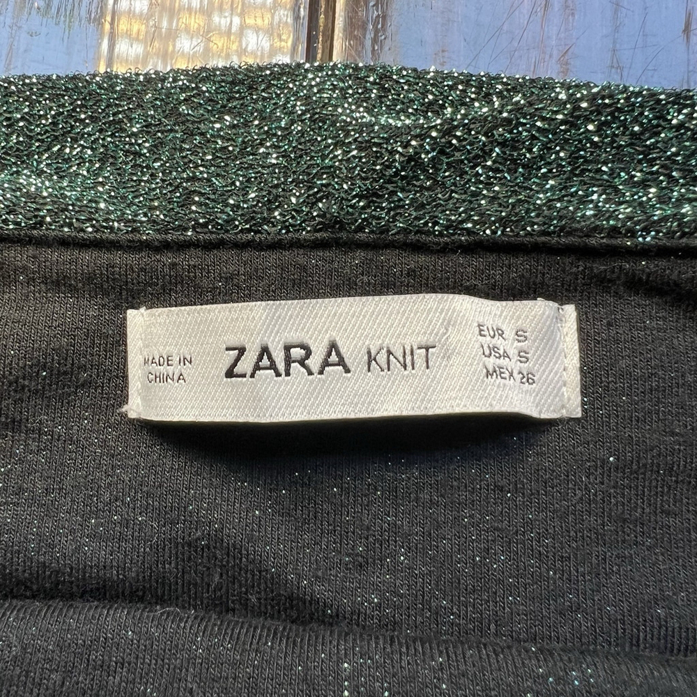 Zara Green Knit Sparkle Ruffle Tank Top Bodysuit Woman’s Small - Picture 10 of 12